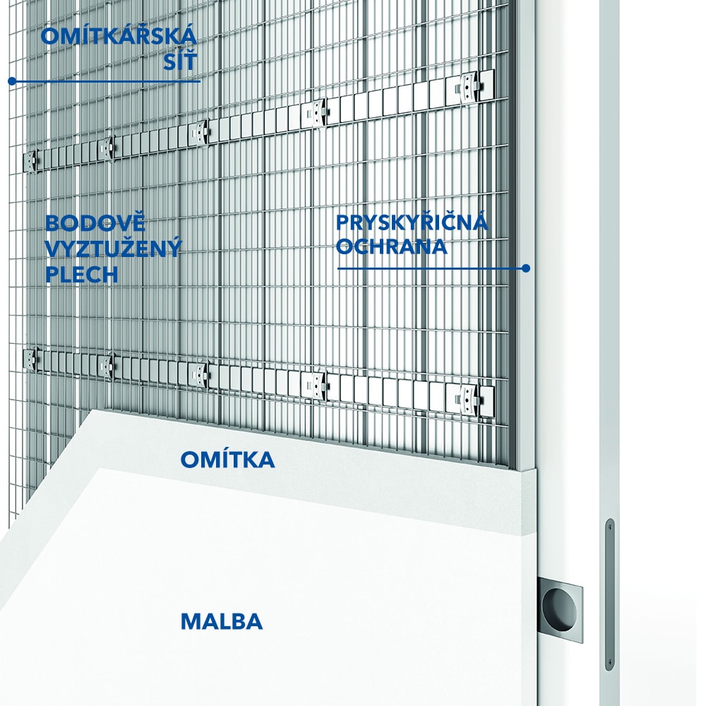 Nový profil se základním nátěrem PRIMER na zděnou stěnu